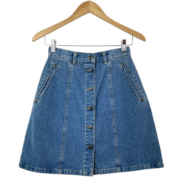 Liz Claiborne Dresses & Skirts - Vintage Liz Claiborne Liz Wear 80s 90s Denim Jean Mini Skirt Size 4 Petite